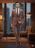 Mens Mauve Velvet Suit – 2 Piece Ultra Slim Fit Blazer and Pants Formal Set in Light Brown Tuxedo