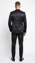Men’s Black Shiny Sharkskin 2 Piece Suit, Formal Wedding Prom Party Dress Suit