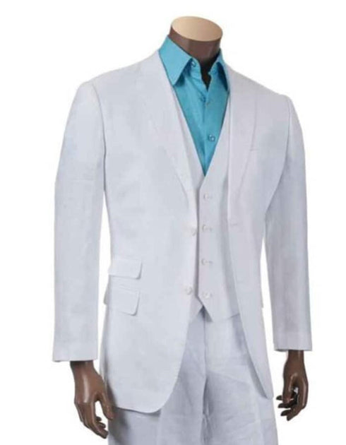 Linen Suit - Mens Summer Suits in White Color - Beach Wedding