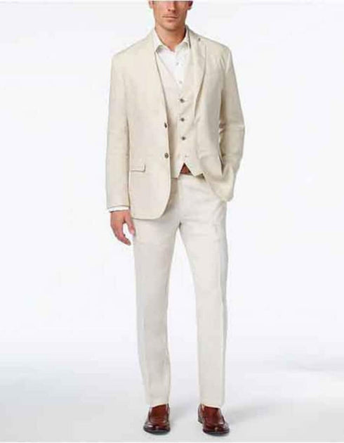 Linen Suit - Mens Summer Suits in Natural Color - Beach Wedding Suit