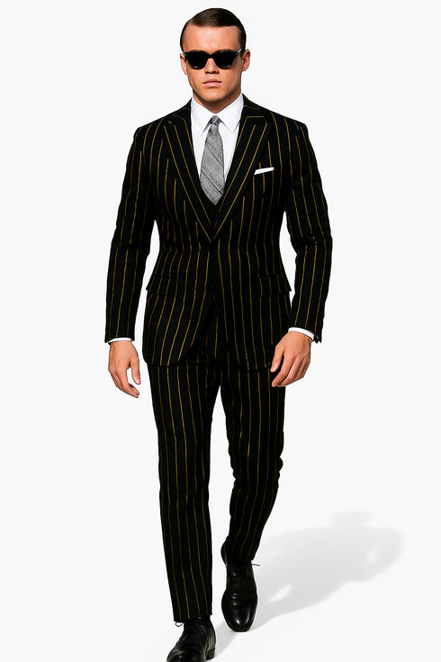 Mens 2 button Gangster Pinstripe Suit
