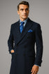 "Men's Navy Wool Peacoat – Double Breasted 3/4 Length Overcoat"