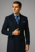 "Men's Navy Wool Peacoat – Double Breasted 3/4 Length Overcoat"