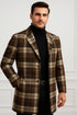 Plaid Wool Overcoat – Brown & Camel Mixed Color Topcoat
