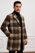 Plaid Wool Overcoat – Brown & Camel Mixed Color Topcoat