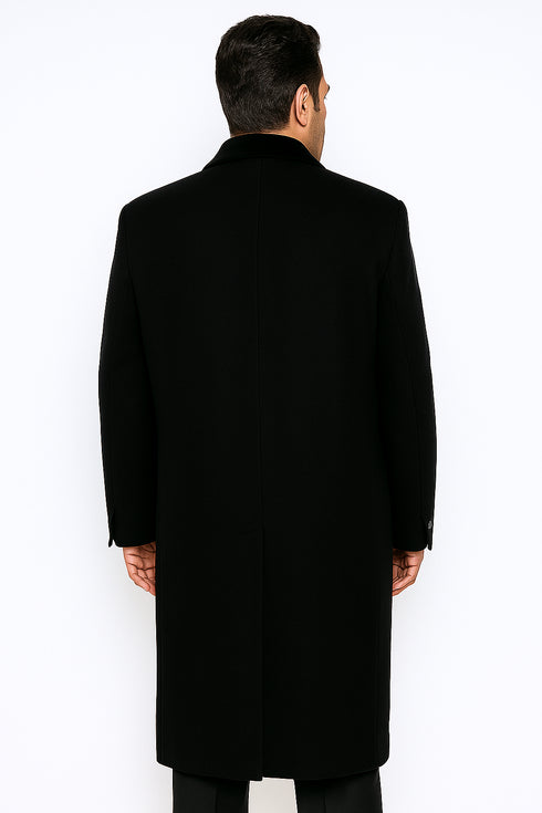 Black Cashmere Chesterfield Overcoat – 1920s Full Length Topcoat
