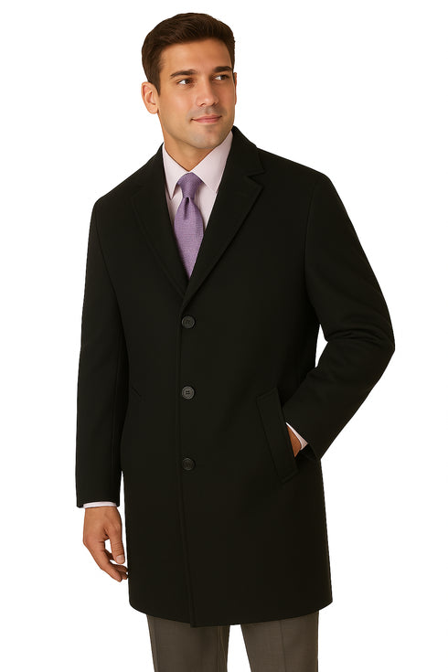 Men's Heavy Wool Overcoat – Classic Full Length Winter Topcoat