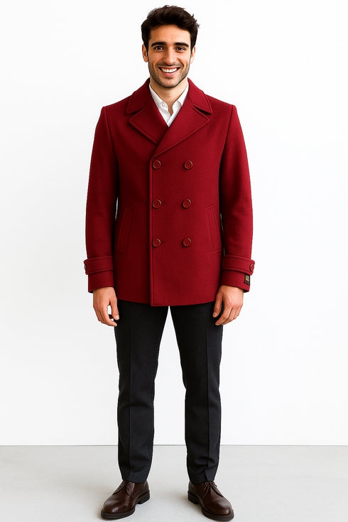 Men's Big & Tall Wool Peacoat – Classic Double Breasted Overcoat Style