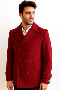 Men's Big & Tall Wool Peacoat – Classic Double Breasted Overcoat Style