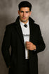 Men's Black Wool Overcoat – Big & Tall Dress Topcoat in Dark Color