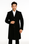 Men's Black Wool Overcoat – 3 Button Ankle Length Winter Dress Coat