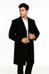 Men's Black Wool Overcoat – 3 Button Ankle Length Winter Dress Coat
