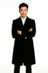 Men's Black Wool Overcoat – 3 Button Ankle Length Winter Dress Coat
