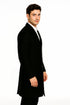 Men's Black Wool Overcoat – 3 Button Ankle Length Winter Dress Coat