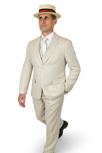 Riverdale Linen Coat - Natural | Crisp 3-Piece Linen Suit for Summer