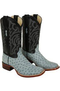 Men's Los Altos Ostrich Skin Wide Square Toe Boots -A