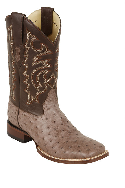 Men's Los Altos Ostrich Skin Wide Square Toe Boots -A