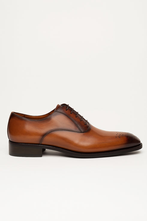 Mezlan Gavino Cognac Calfskin Leather Oxford
