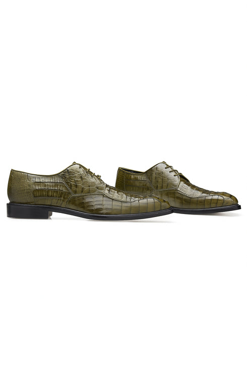 Mens Belvedere Chapo Caiman Crocodile Hornback Dress Shoe in Black