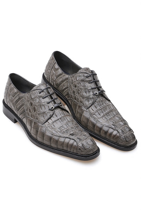 Mens Belvedere Chapo Caiman Crocodile Hornback Dress Shoe in Black