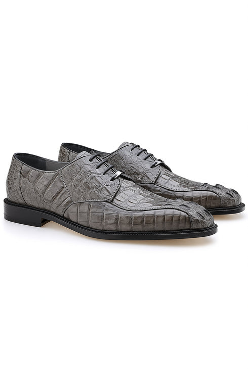 Mens Belvedere Chapo Caiman Crocodile Hornback Dress Shoe in Black