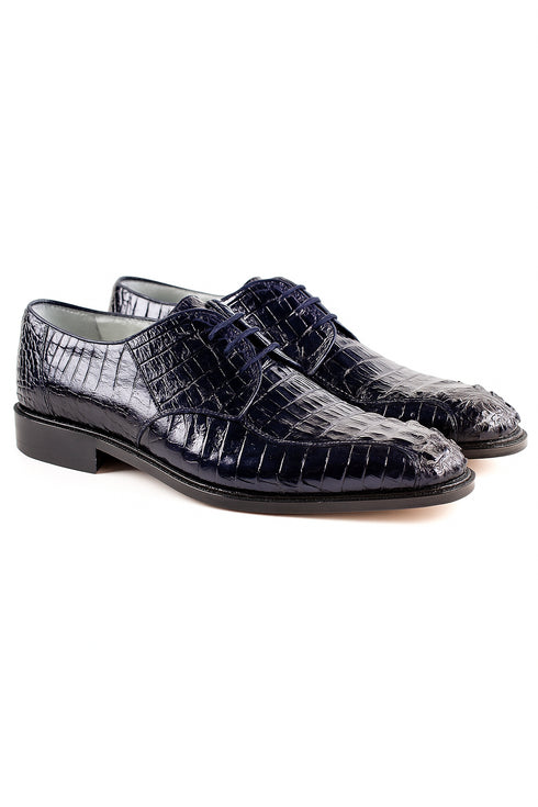 Mens Belvedere Chapo Caiman Crocodile Hornback Dress Shoe in Black
