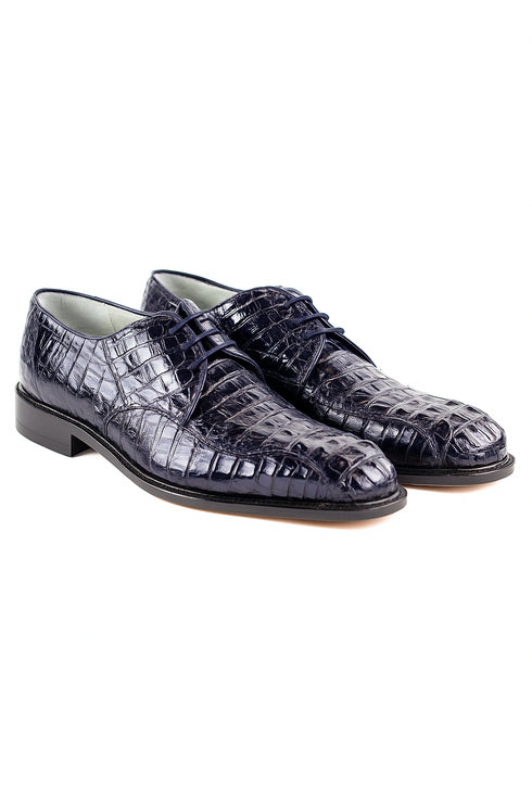 Mens Belvedere Chapo Caiman Crocodile Hornback Dress Shoe in Black