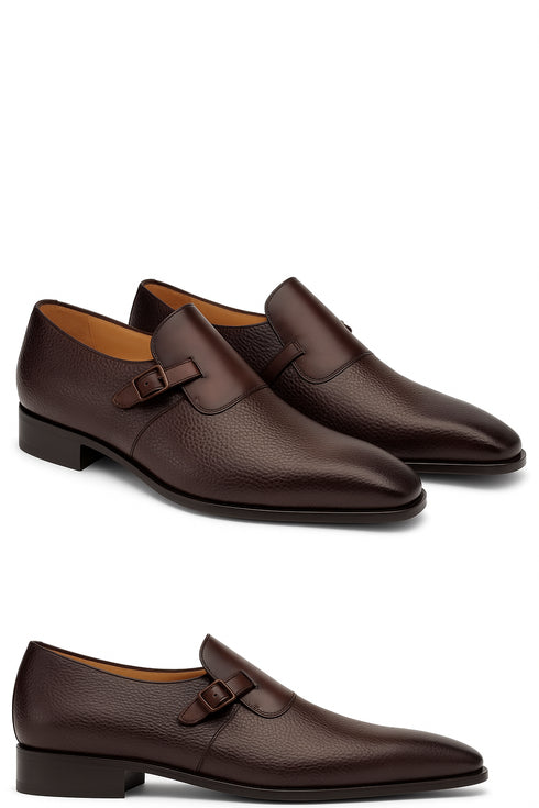 Mezlan Men's Aceto Deerskin Leather Burgundy/Chocolate Strap Slip