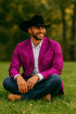 Mens Western Blazer - Paisley Pattern Cowboy Tuxedo Jacket in Color Fuchsia