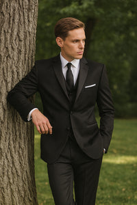 Tiglio Black Wool 2-button 2-Piece Tuxedo
