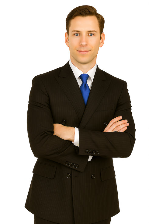 Giorgio Fiorelli Double-Breast Black Stripe Suit