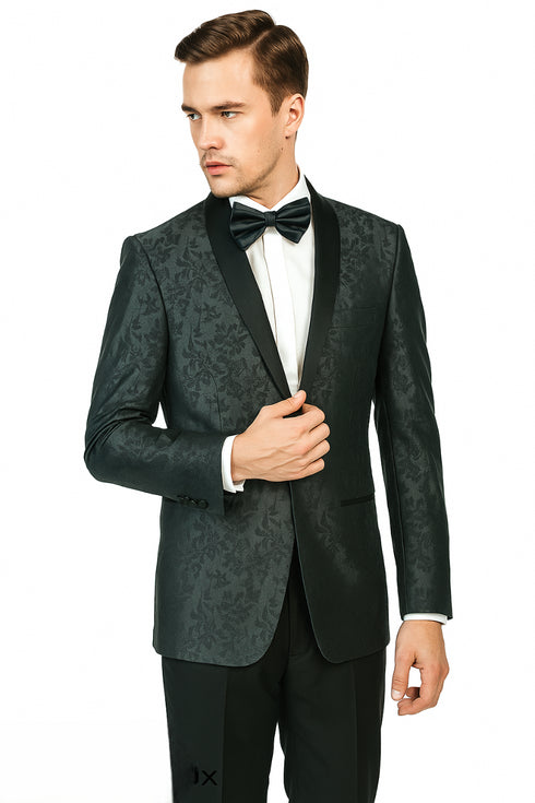 Shawl Jacquard Tuxedo by Giorgio Fiorelli in Burgundy, Gray