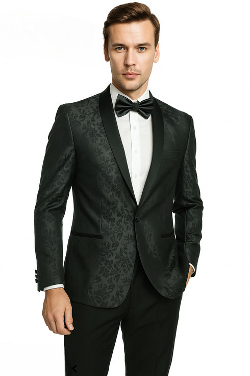 Shawl Jacquard Tuxedo by Giorgio Fiorelli in Burgundy, Gray
