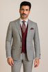 Mens Peak Lapel Modern Fit - No Pleated Pants Designer Brand Gray Single Breasted 3 Piece Vested Suit