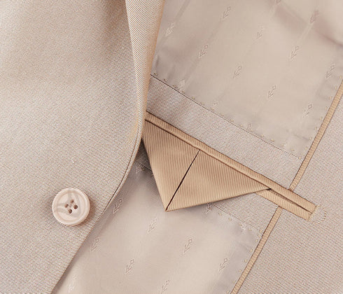 Beige Regular Fit Sharkskin Italian Styled 2 Piece Suit