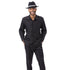 Black Tone-on-Tone Wave Texture Long Sleeve 2-Piece Walking Suit