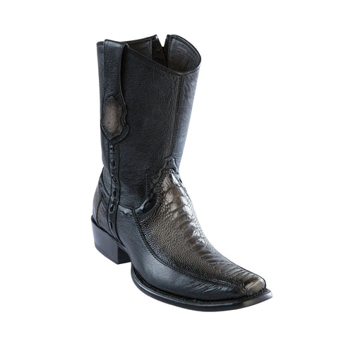 Grey Ostrich Leg Mens Ankle Cowboy Boots