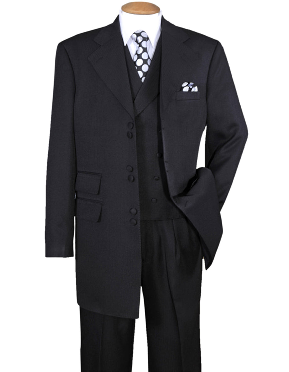 Mens Vested Classic Fit Double Breasted Vest Suit in Black Plaid main image 1