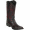 Mens Ostrich Boots Black Cherry Snip Toe - Wild West Boots