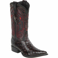 Black cherry ostrich pointy Mexican boot