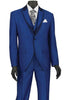 Mens 1 Button Trim Peak Vested Tuxedo Suit in Blue