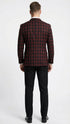 Men’s Black and Red Check Double Breasted Blazer – Sport Coat Jacket Windowpane Sportcoat Slim Fit