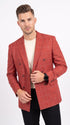 Men's Red Windowpane Plaid Double Breasted Suit – Modern Fit 2 Piece