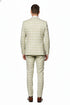 Men’s Light Beige Check 3-Piece Suit Set – Premium Tailored Fit Formal Wedding and Spring Event Suit Light Tan Sand Color By Rossiman