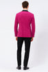 Men’s Fuchsia Tuxedo Blazer with Black Satin Lapel – Stylish Party and Wedding Jacket in Hot Pink Color with Black Pants