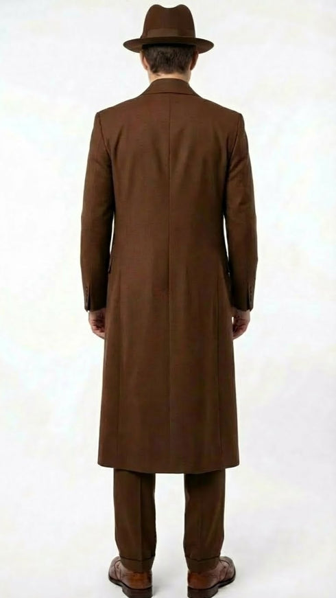 Men’s Brown 1920s Zoot Suit – Long Gangster Mafia Zuit Vintage Three-Piece Costume Set Pachuco Style