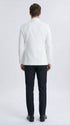 Men’s White Double Breasted Dinner Jacket Blazer with Black Pants – Formal Tuxedo Style Outfit for Weddings