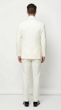 Men’s ivory Cream Double Breasted Suit – Classic Formal Tuxedo Style Suit for Weddings off White Color