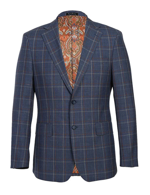 English Laundry 2-Piece Check Wool Linen Blend Slim Fit Suit