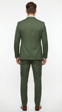 Men’s Forest Green Three Piece Suit – Double Breasted Vest Formal Wedding and Business Suit Set Olive Green Slim Fit